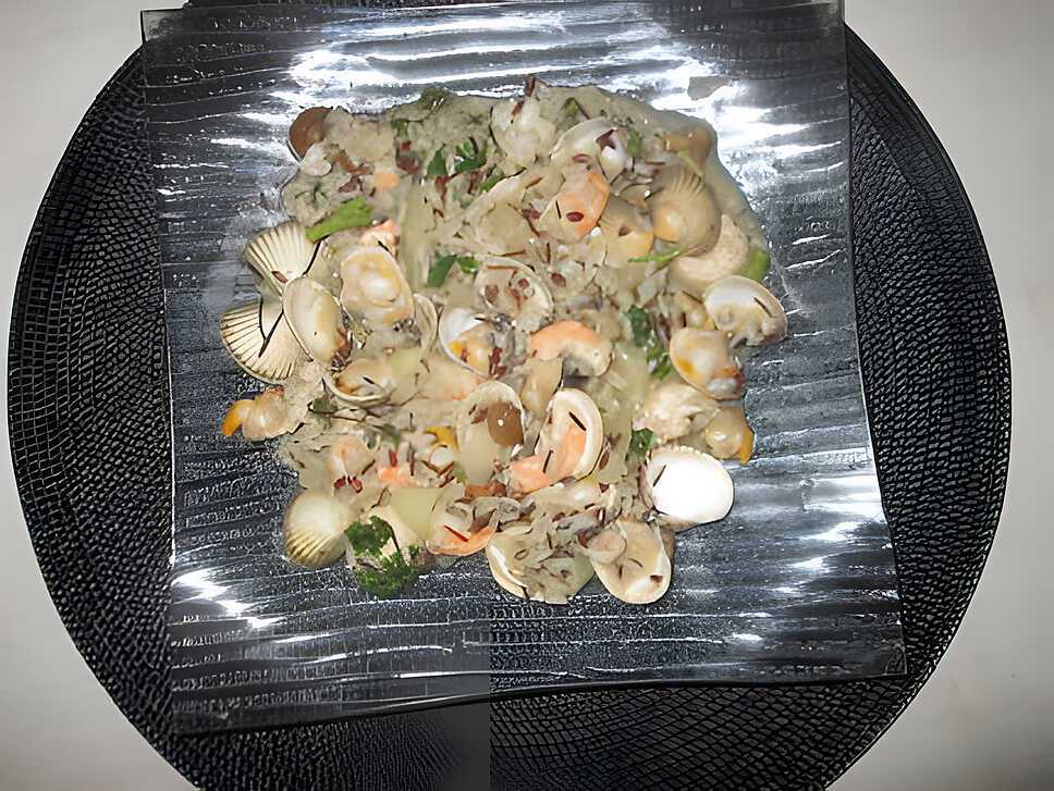 recette risotto aux trois riz et fruits de mer ,,a ma façon