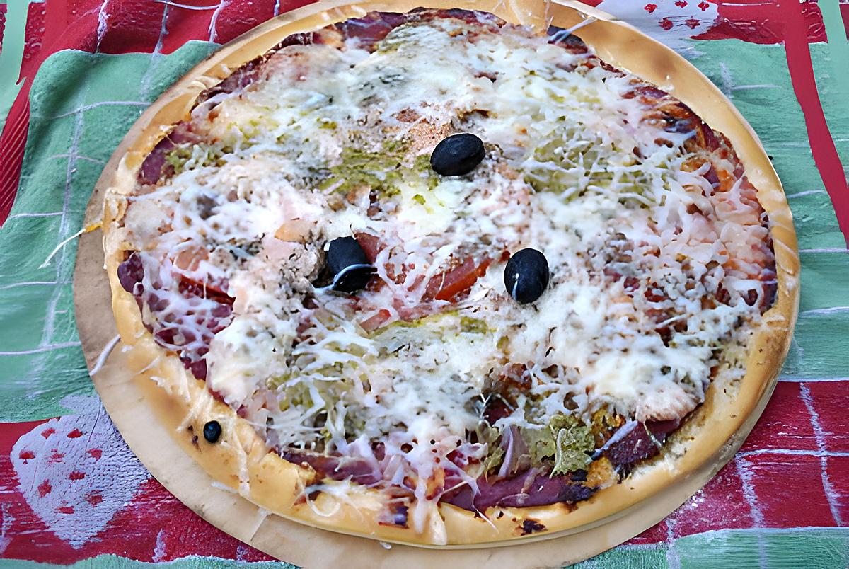 recette Pizza au saumon et Pesto