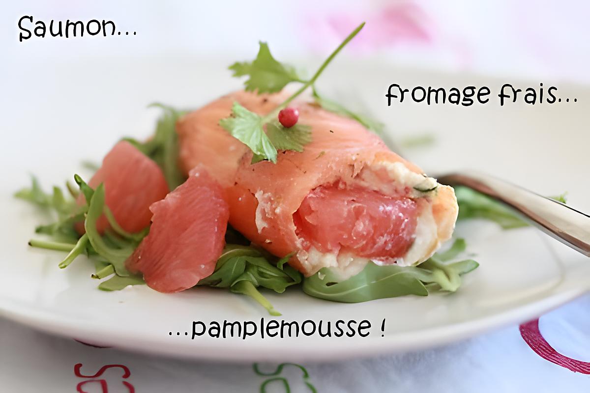 recette Roulés de saumon marinés au chèvre et pamplemousse