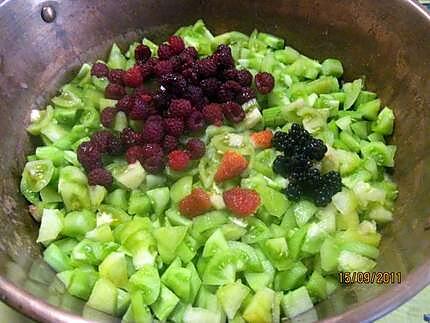 recette Confiture de rhubarbe,tomates vertes,fruits rouges.