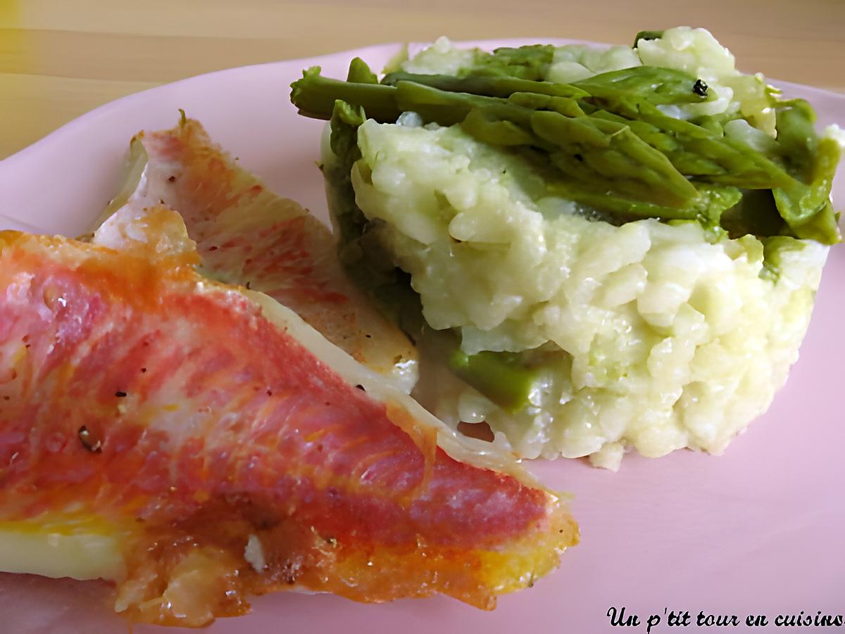 recette Risotto aux asperges et ses petits filets de rougets