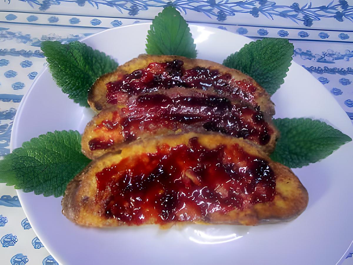 recette Reste de Tranches de brioche. façon pain perdu.poêlé.confiture.