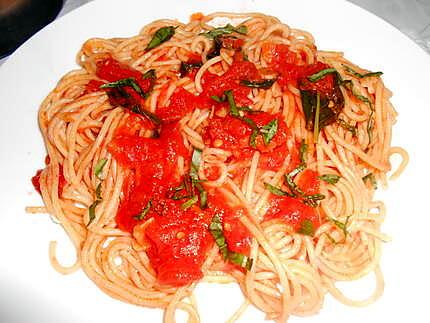 recette SPAGHETTI  AU  BASILIC