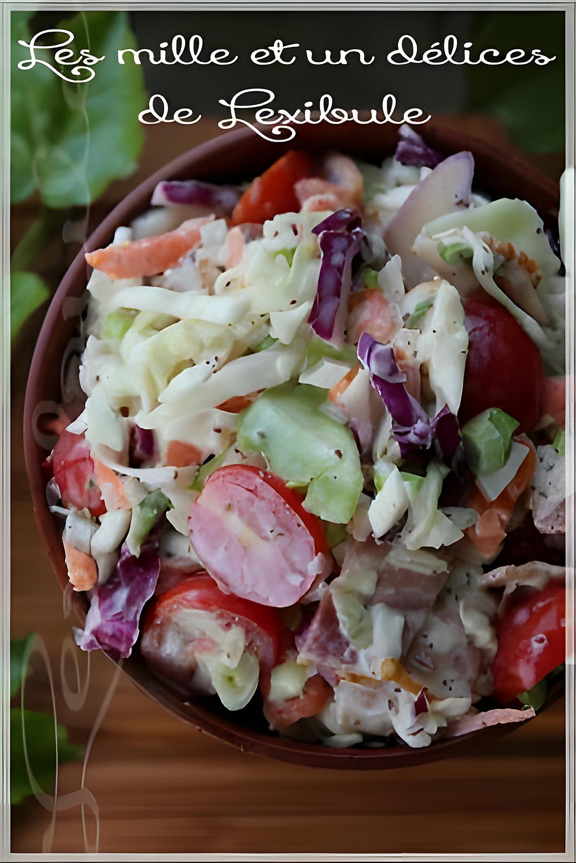 recette ~Salade de chou crémeuse au bacon et aux tomates cerises~