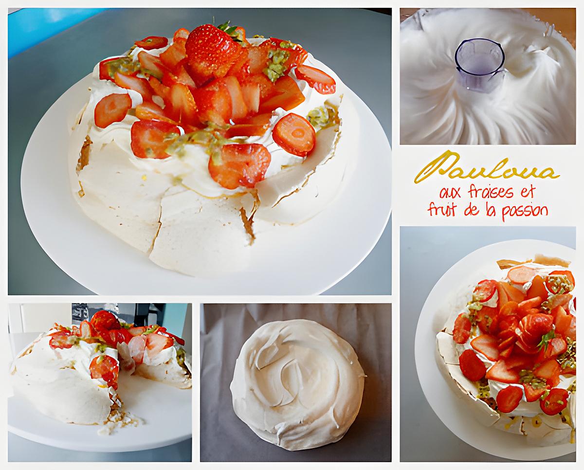 recette Pavlova aux fraises et fruit de la passion