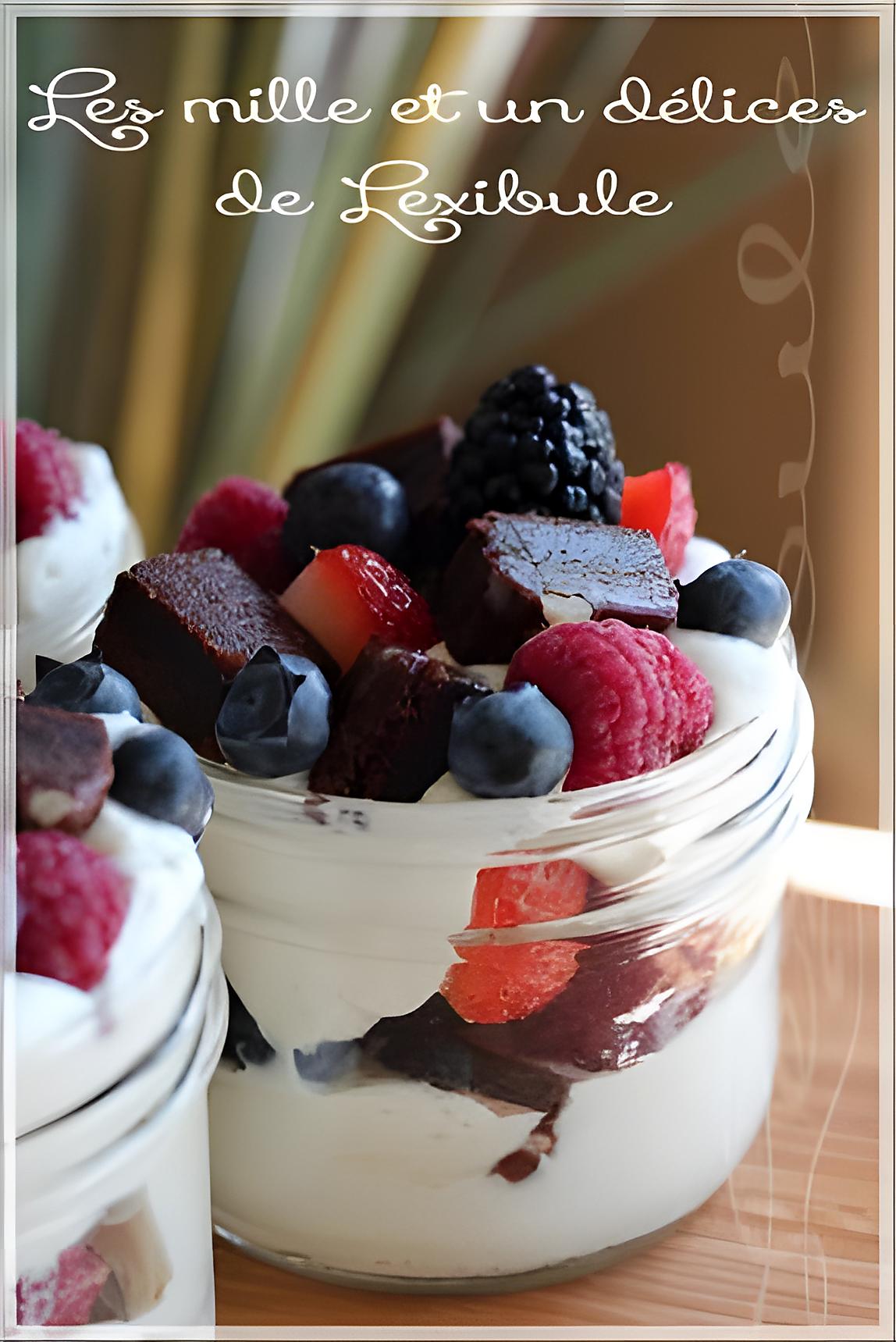 recette ~Trifle aux baies et au brownie~