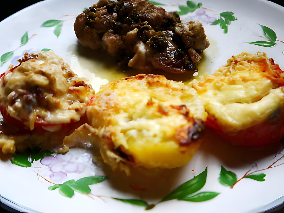 recette tomates , p de terre gratinées