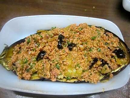 recette Aubergines farcies gratinées.