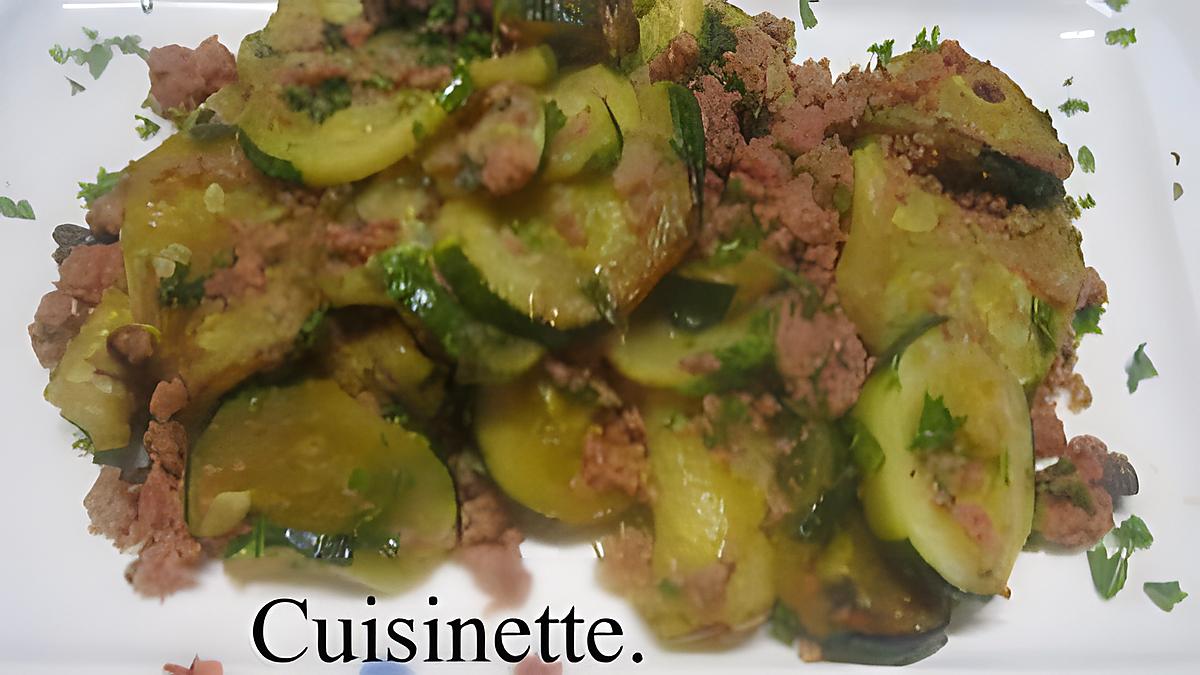 recette Sauté de rondelles de courgettes viandes hachée.