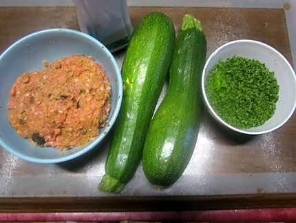 recette Sauté de rondelles de courgettes viandes hachée.