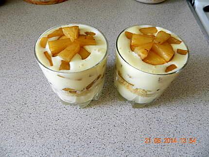 recette Verrine mascarpone ananas caramélisés