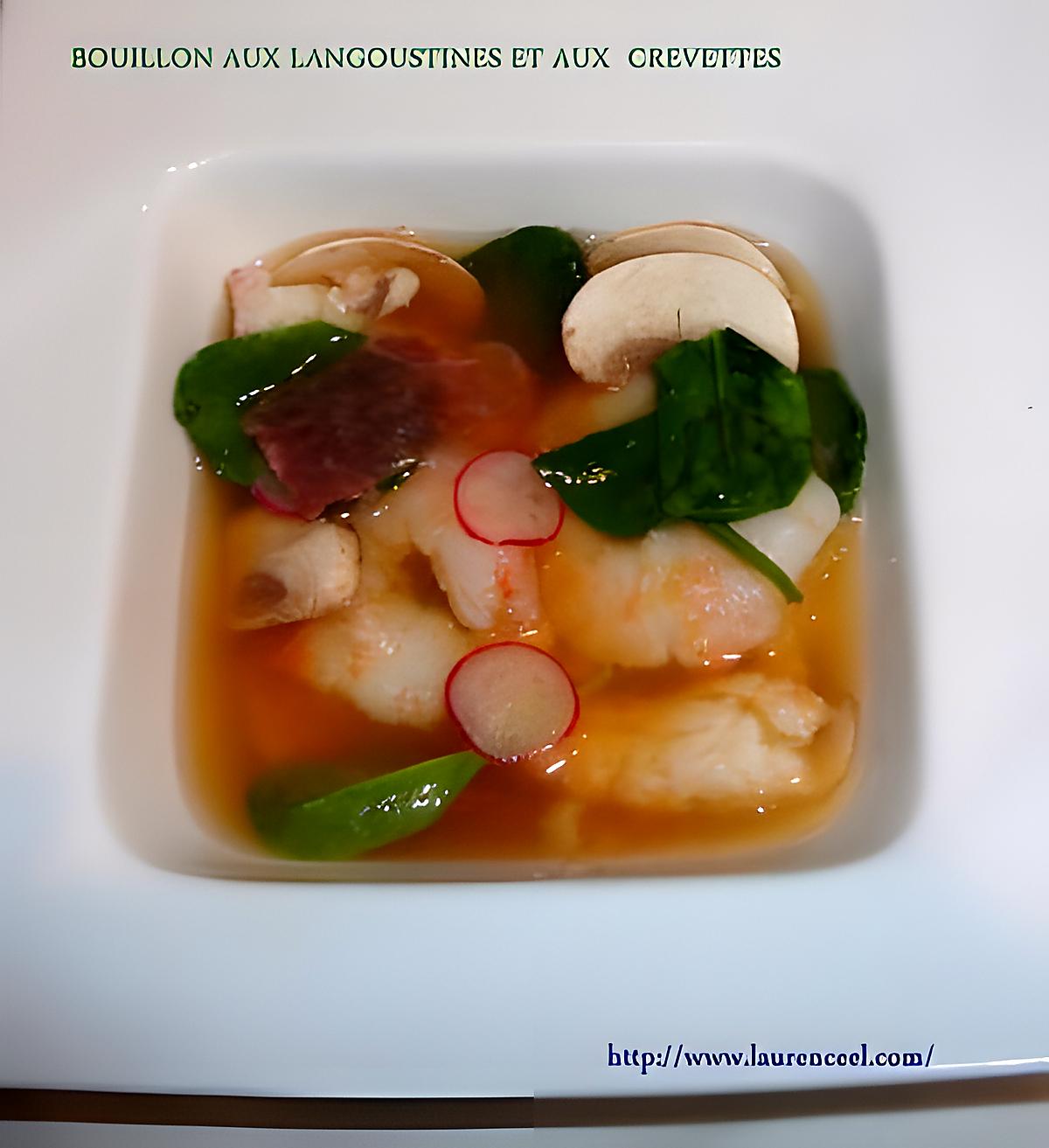 recette BOUILLON AUX LANGOUSTINES ET AUX CREVETTES