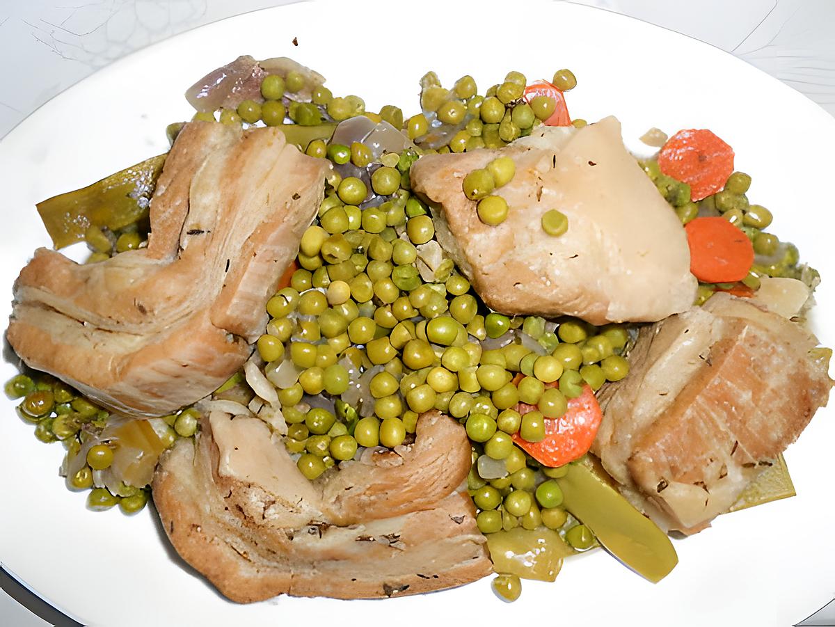 recette SAUTE  DE  VEAU  PETITS POIS HARICOTS PLATS