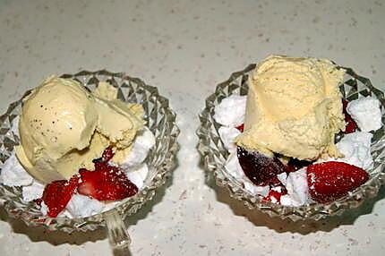 recette Coupes glacées fraises meringuées