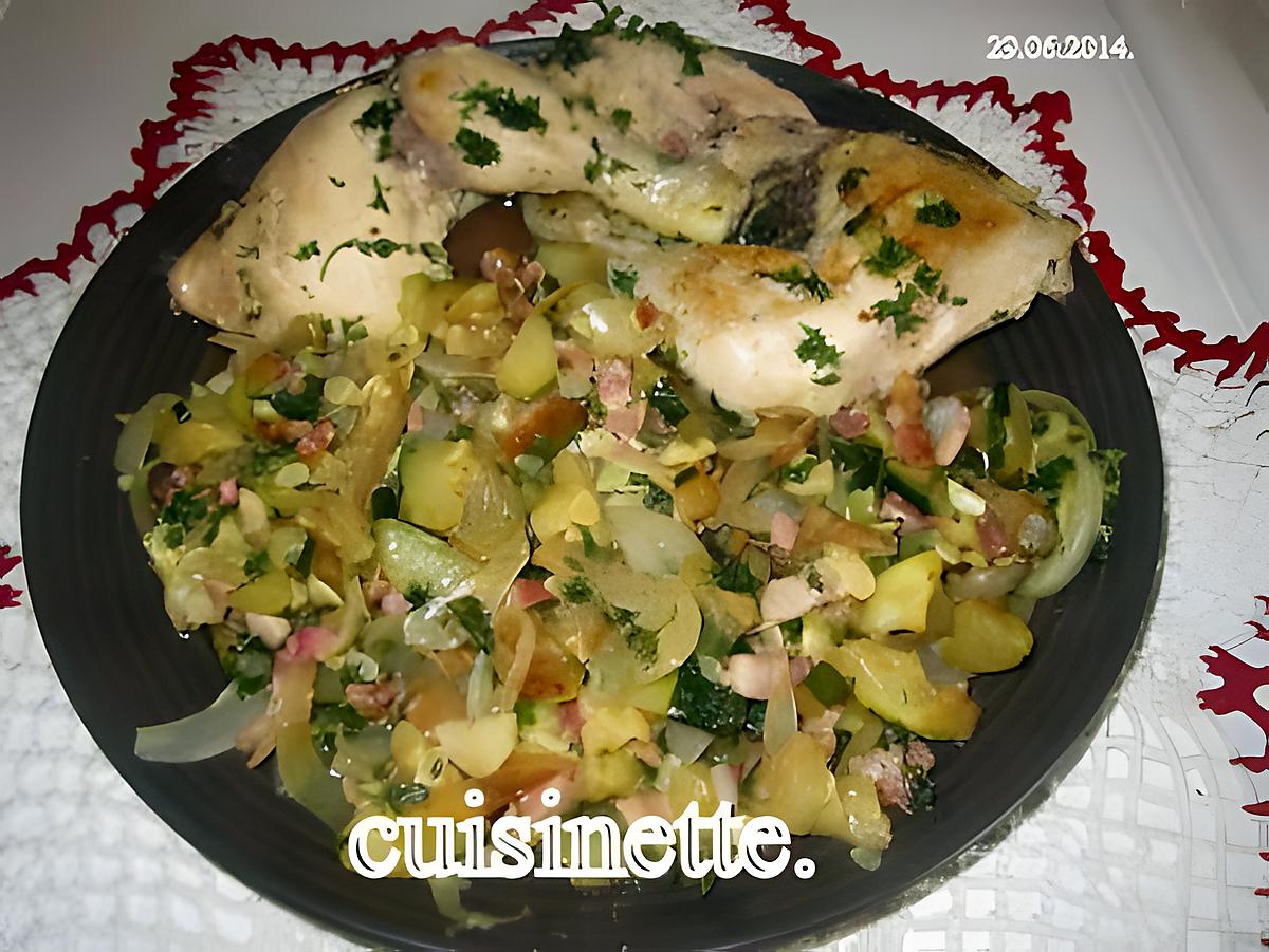 recette Cuisses de poulet aux cubes de courgettes.