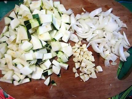 recette Cuisses de poulet aux cubes de courgettes.