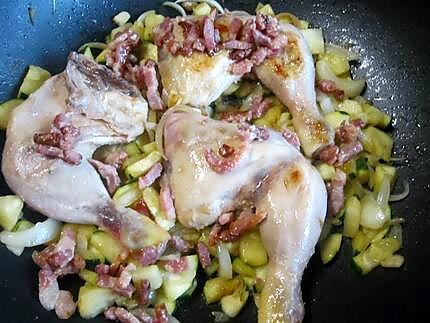 recette Cuisses de poulet aux cubes de courgettes.