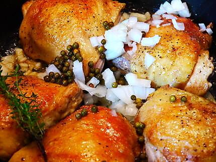 recette Fricassée de poulet au poivre vert