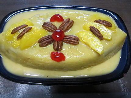 recette Gâteau aux brugnons à la crème. micro-ondes.