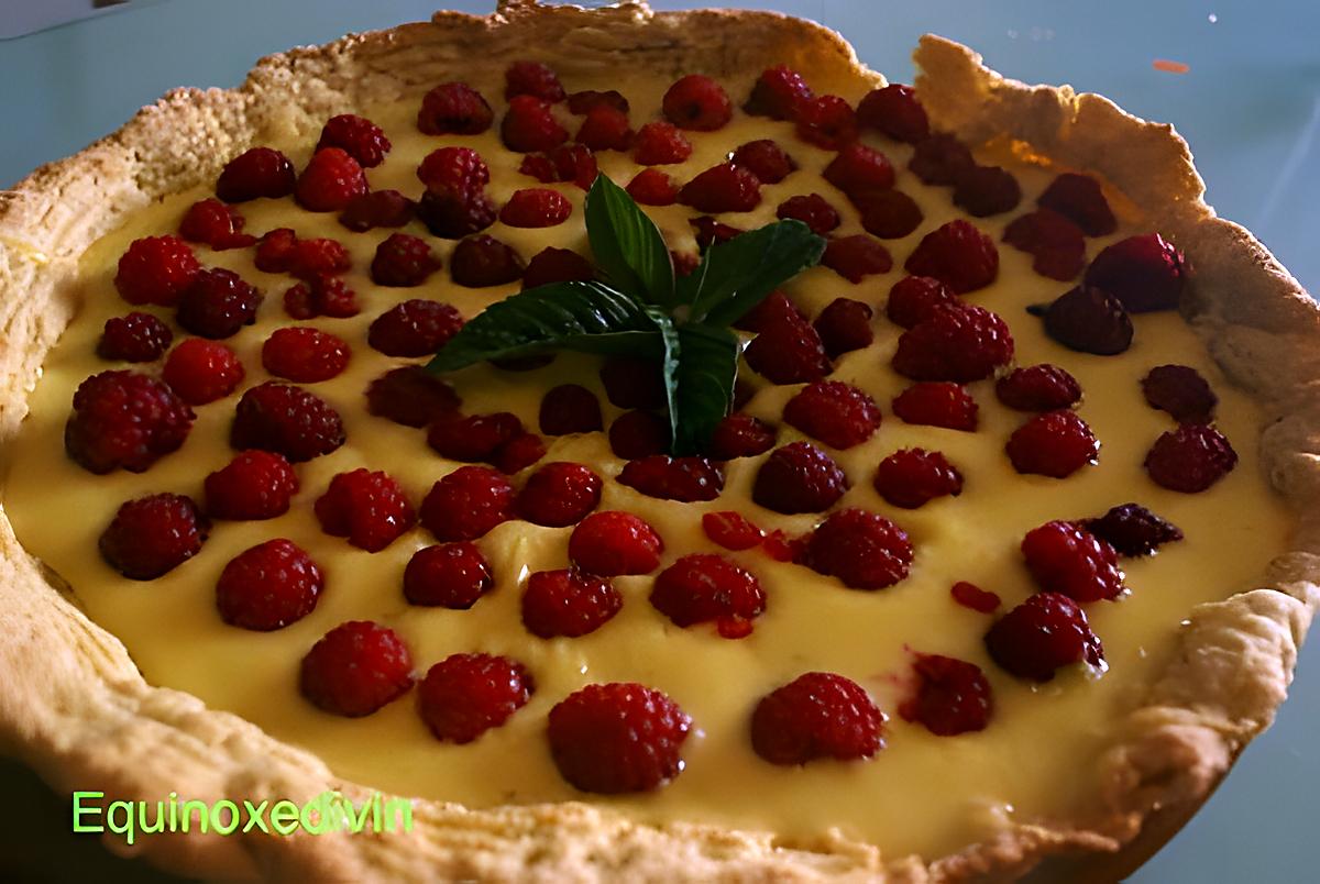 recette Tarte aux framboises et à la menthe