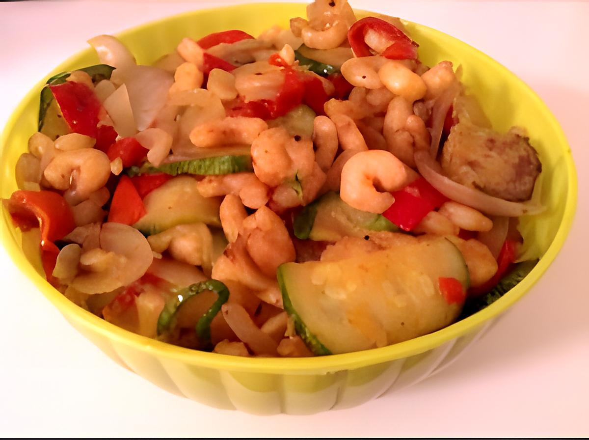 recette CREVETTES SAUTÉES AUX LEGUMES