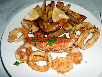 recette CALAMARS ET ROUGETS FRITS