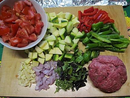 recette Boulettes de viande au trio de poivrons.