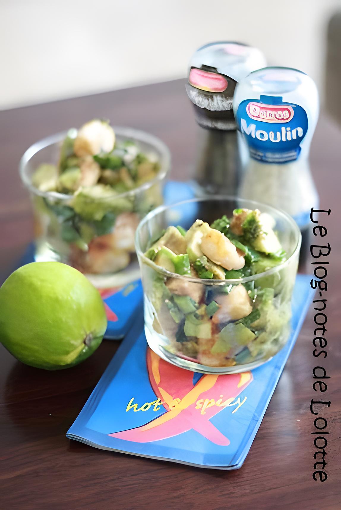 recette Verrine avocat, crevettes aux épices