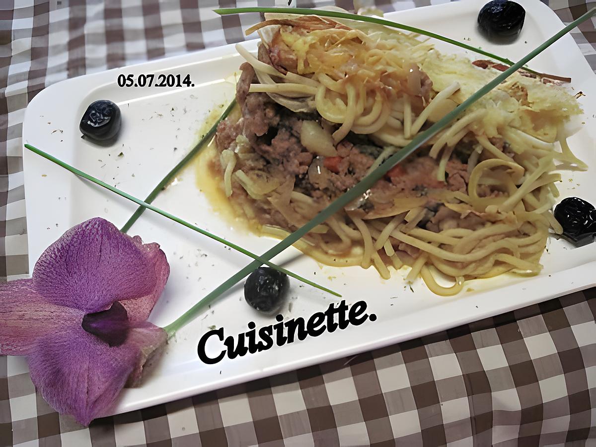 recette Hachis de viande aux spaghettis.