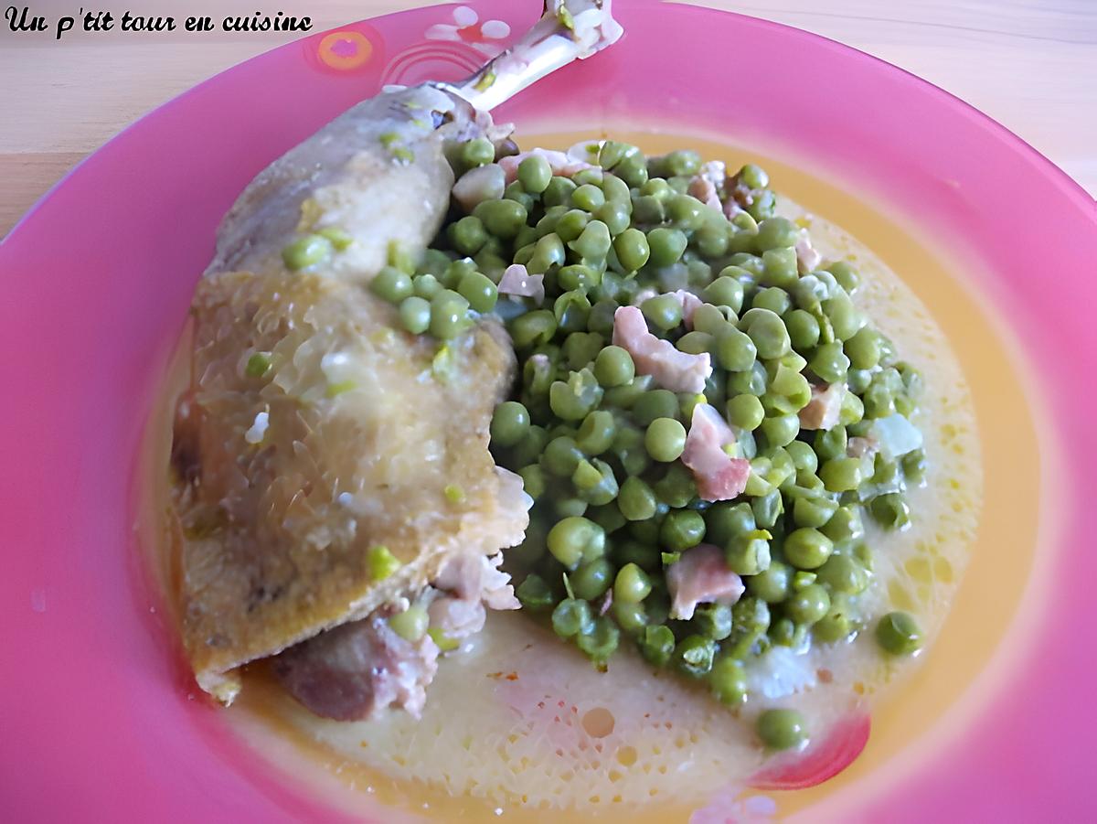 recette Fricassée de pintade aux petits pois