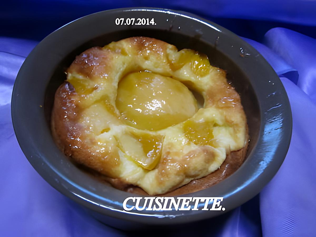 recette Petits clafoutis aux pêches de sirop.