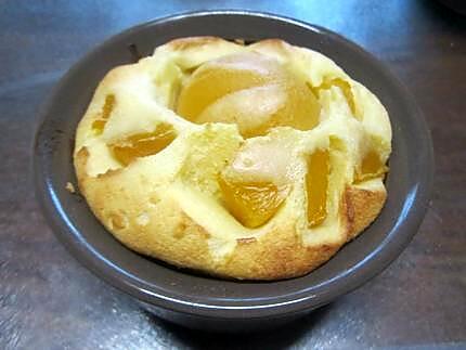 recette Petits clafoutis aux pêches de sirop.