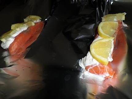 recette Pavé de saumon en papillotte à la créme citroné