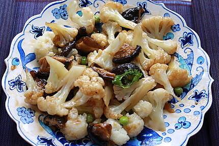 recette Chou-fleur et champignons à la sauce d'huître
