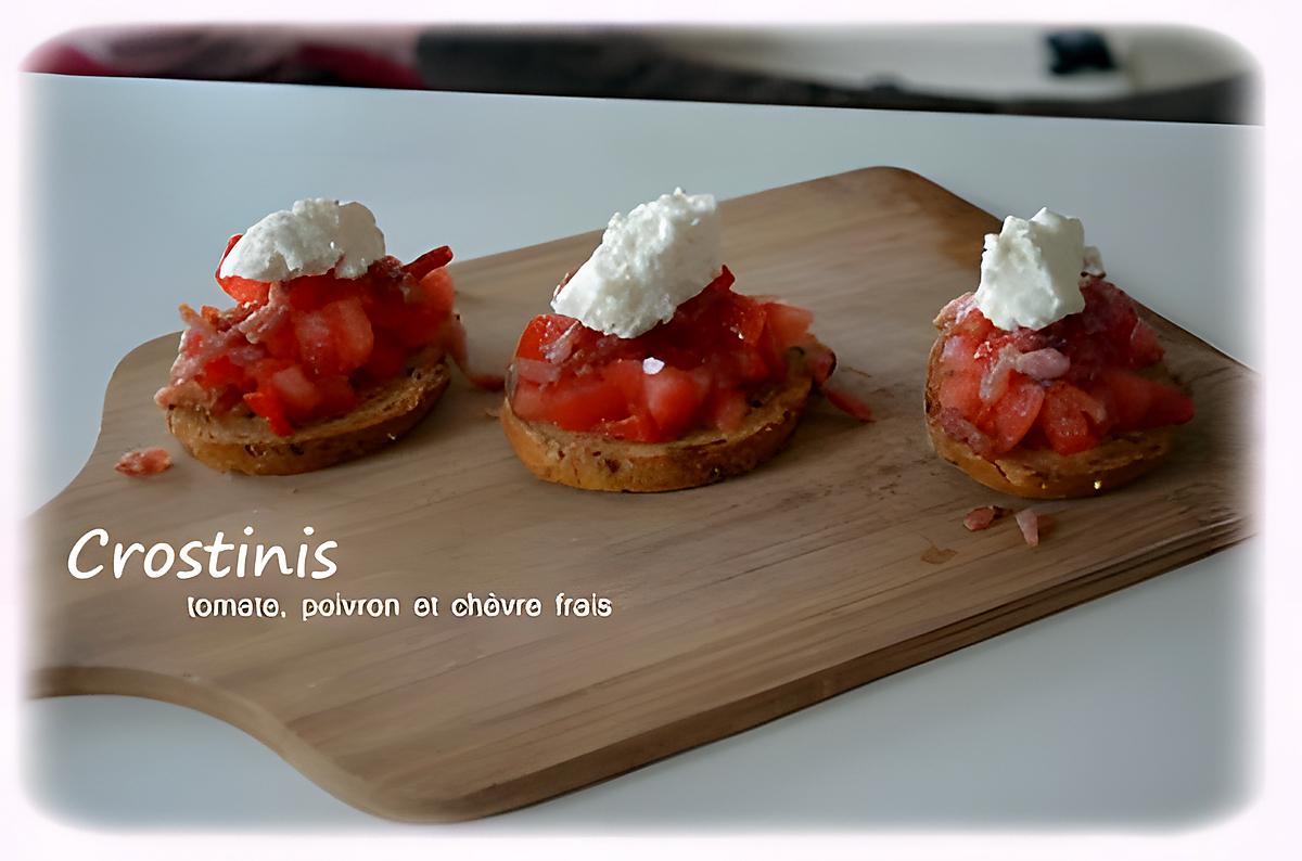 recette Crostinis de tomates/poivron et chèvre frais