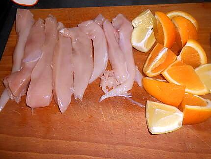 recette BROCHETTES DE POULET CITRON ORANGE MIEL