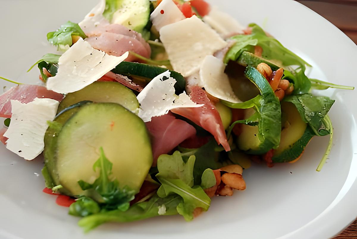 recette salade de courgettes ,roquette et jambon cru