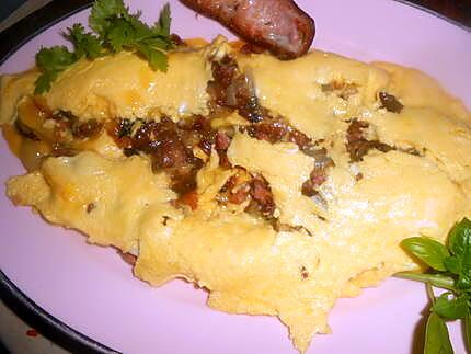 recette Omelette petits oignons et lardons