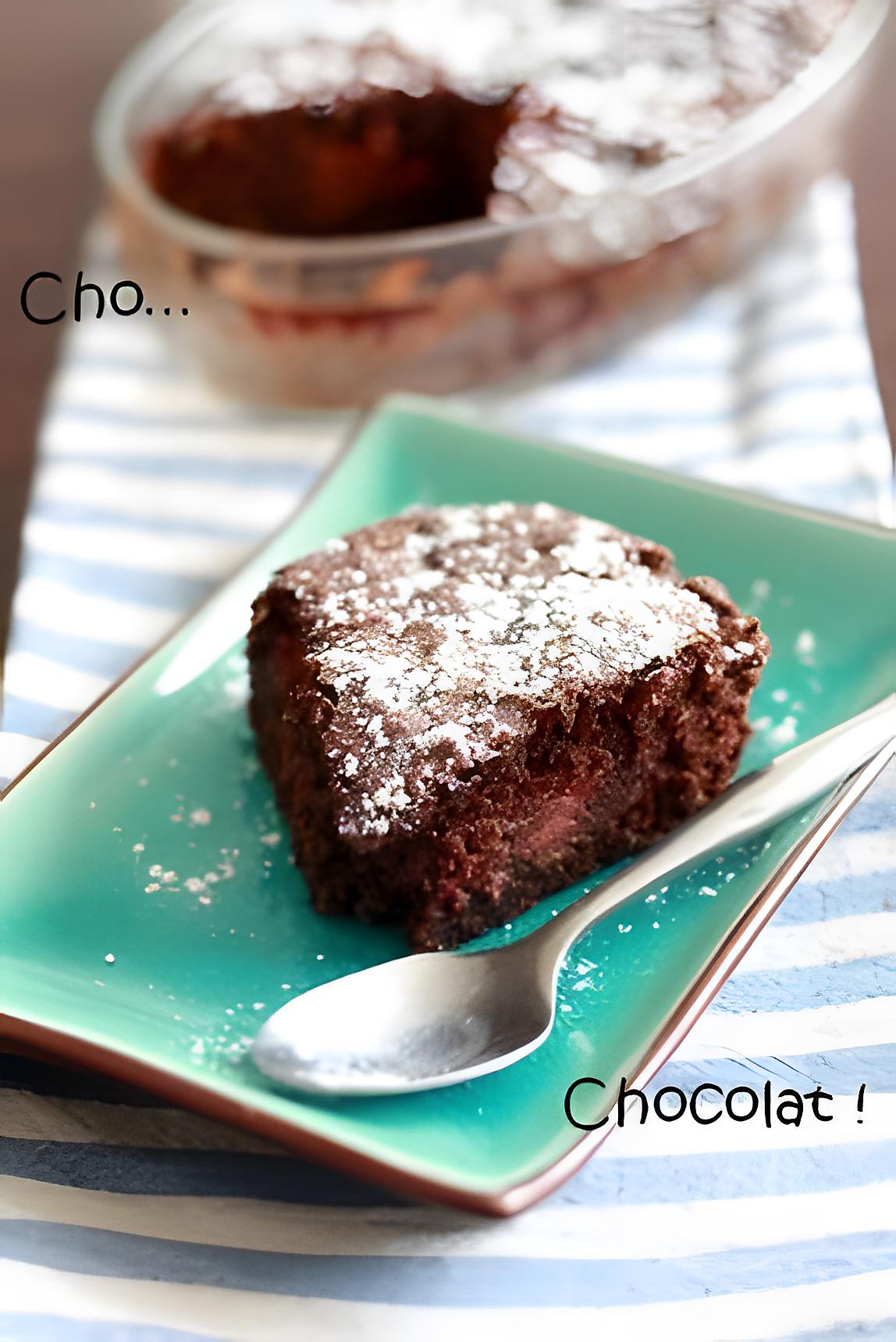 recette Gâteau fondant choco, coco, framboises sans beurre