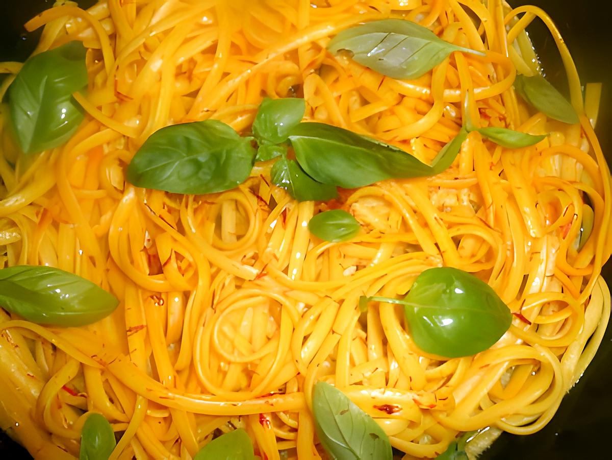 recette Linguines au safran et basilic