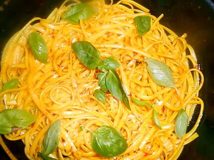 recette Linguines au safran et basilic