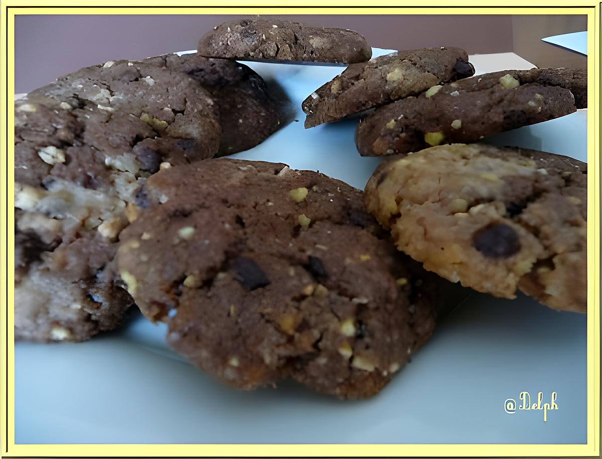 recette Cookies aux pralins et pépites de chocolat.