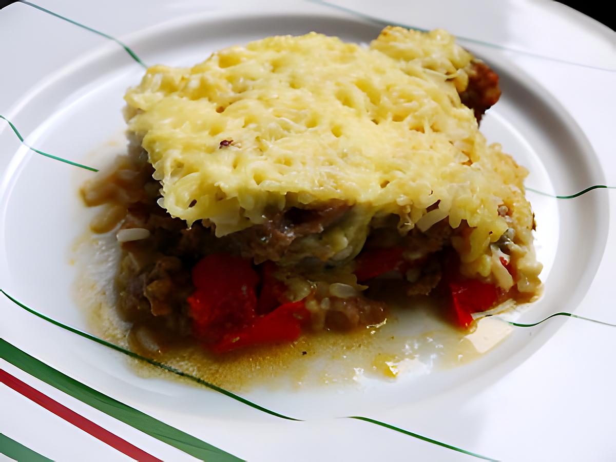 recette Gratin de poivrons farcis ( restes )