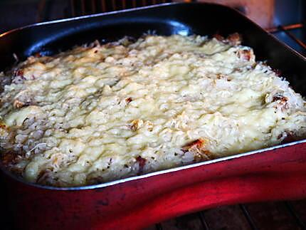 recette Gratin de poivrons farcis ( restes )