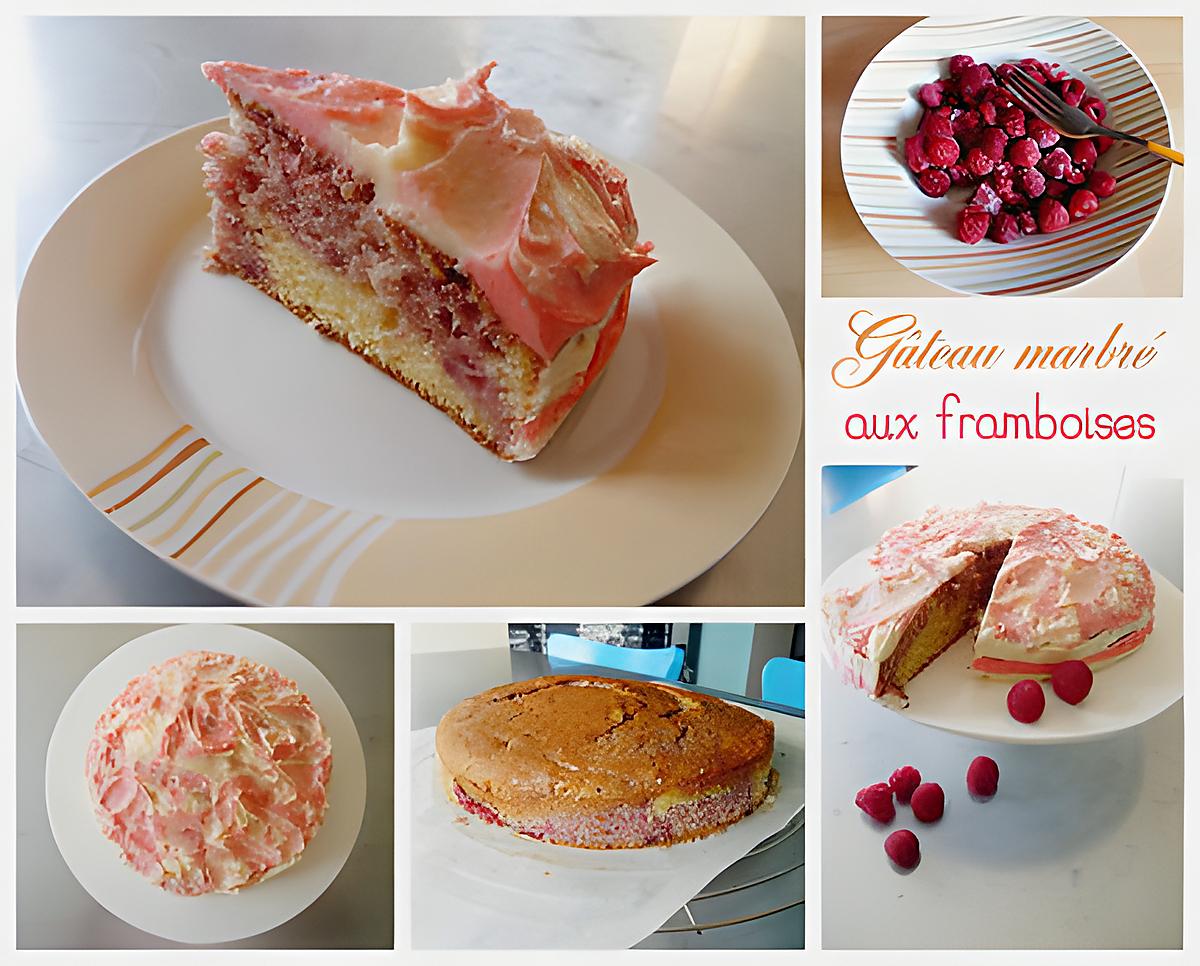 recette Gâteau marbré aux framboises