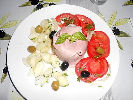 recette CASSOLETTE DE JAMBON ET MOUSSE DE MORTADELLE