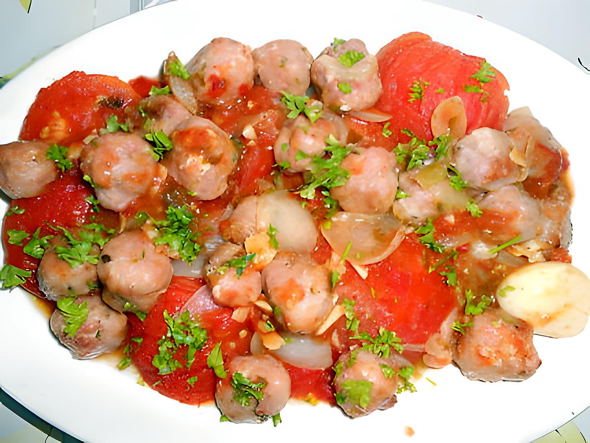 recette MINI   BOULETTTES  TOMATES FRAICHES POELEES