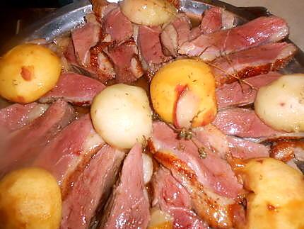 recette Magret de canard aux peches roties