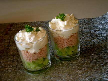 recette Verrine concombre jambon et crème boursin ail et fines herbes