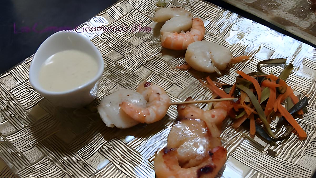 recette BROCHETTES DE ST JACQUES ET CREVETTES